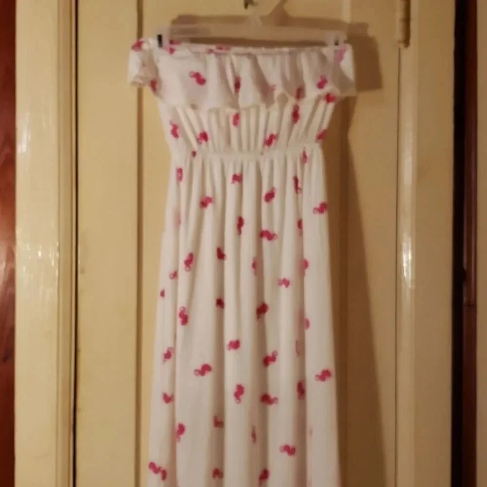 Peach Love cream pink Seahorse strapless dress